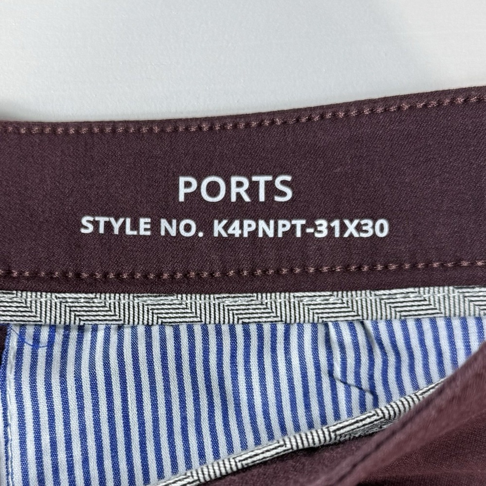 Mugsy Ports Chino Pants Mens 31x30 Maroon Stretch Burgundy Casual Workwear - Picture 4 of 7